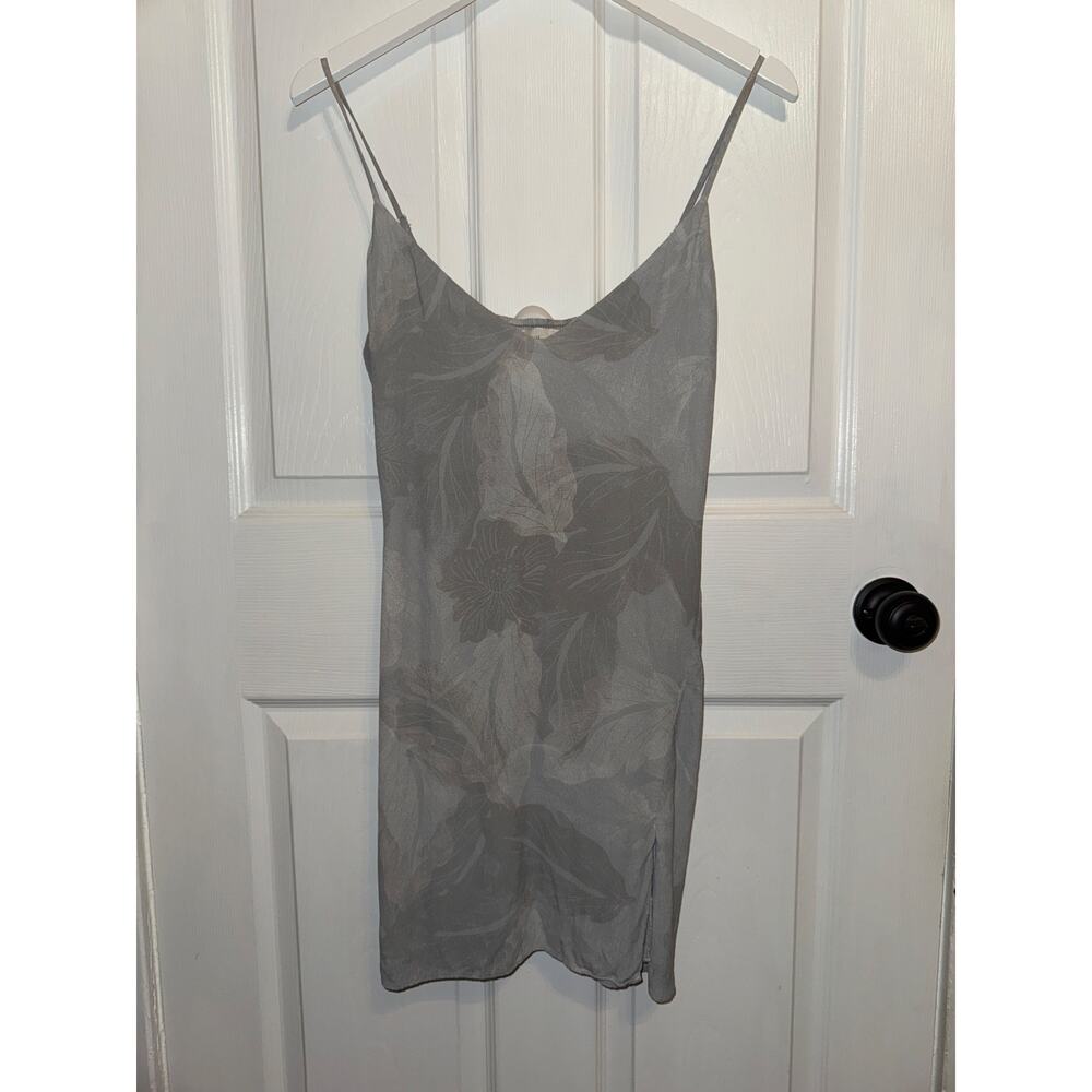 Aritzia Wilfred Floral Mini‎ Slip Cocktail Dress Silver Sage Light Birch Size 4